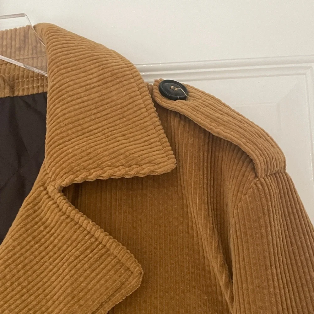 Zara Men's Camel Corduroy Lined Coat - Picture 2 of 5